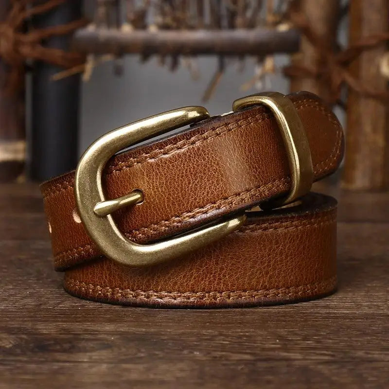 Vishal Leather Belt collection featuring a brown leather belt with brass buckle