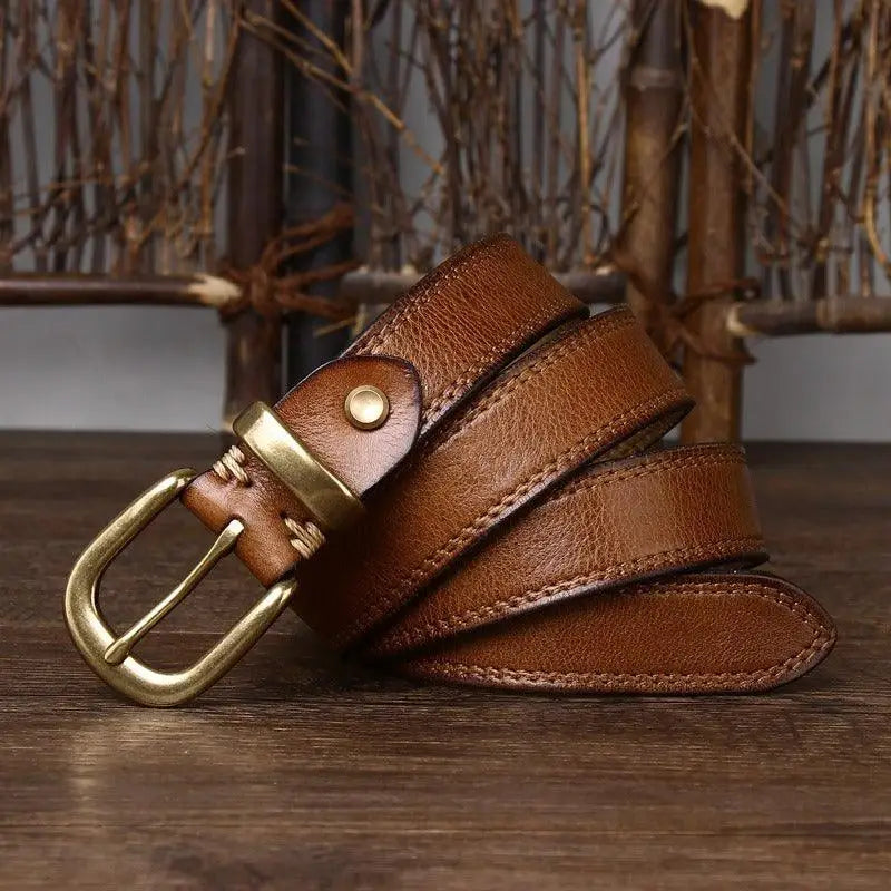 Vishal leather belt with brass buckle, a distinguished accessory from Vishal Leather Collection