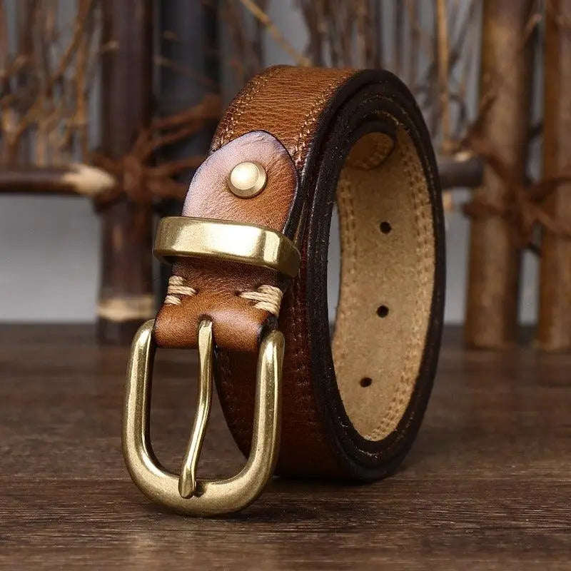 Vishal leather belt with brass buckle, a distinguished accessory from Vishal Leather Collection