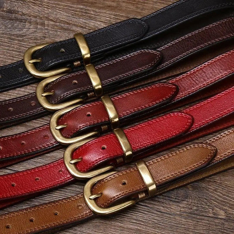 Vishal Leather Belt collection with brass and gold buckles, a distinguished accessory