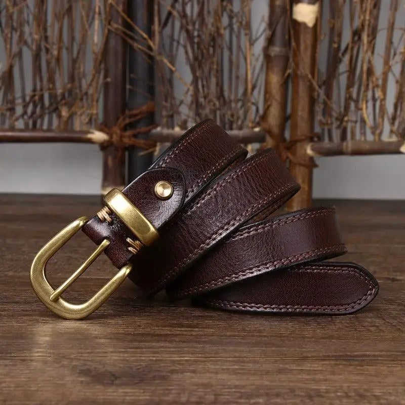 Vishal leather belt with brass buckle, a distinguished accessory from Vishal Leather Collection