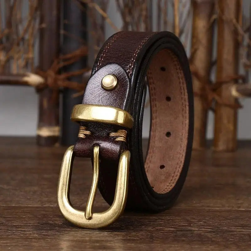 Vishal Leather Belt with Brass Buckle, a distinguished accessory for sophisticated style