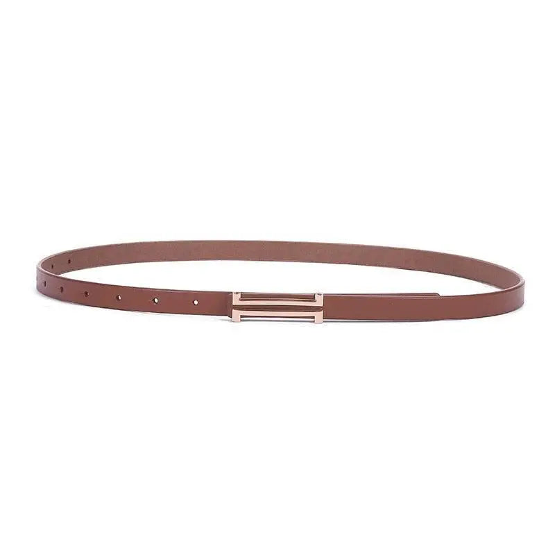 Brown leather Zaka Women’s Belt with Gold Buckle for Elegant Style