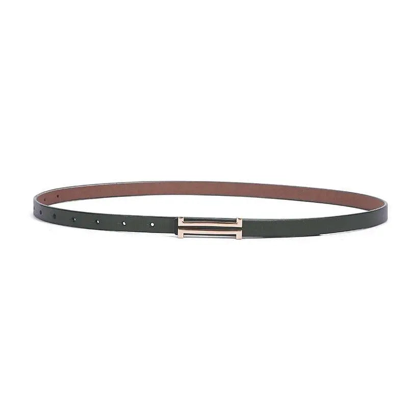 Slim dark green Zaka women’s belt with silver buckle from Zaka Women’s Belt Collection