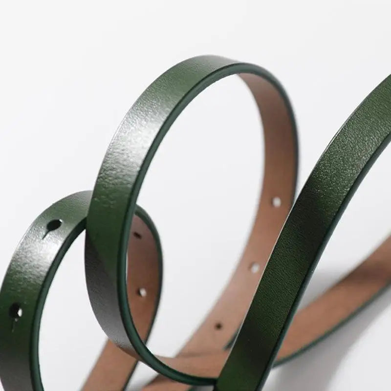 Green leather Zaka Women’s Belt with gold buckle for elegant style in Zaka women’s belt collection