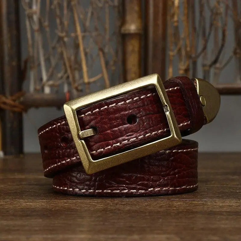 Avainia leather belt with brass buckle from the Avainia Leather Belt Collection for men and women