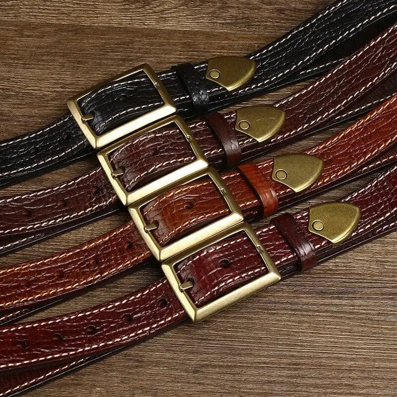 Assorted Avainia Leather Belts with Brass Buckles from the Avainia Leather Belt Collection