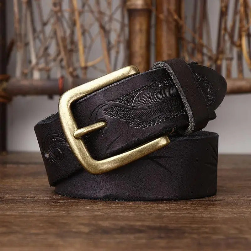Deepak Model Leather Belt with Gold Buckle for Stylish Wear