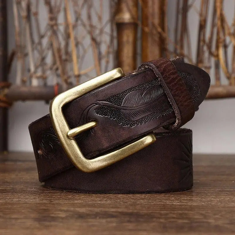 Deepak Model leather belt with gold buckle for stylish wear and sophisticated fashion