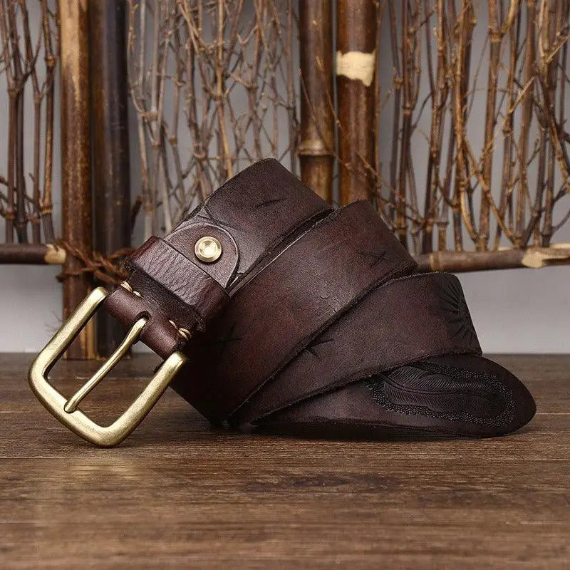Deepak Model Leather Belt with Brass Buckle for Stylish Wear