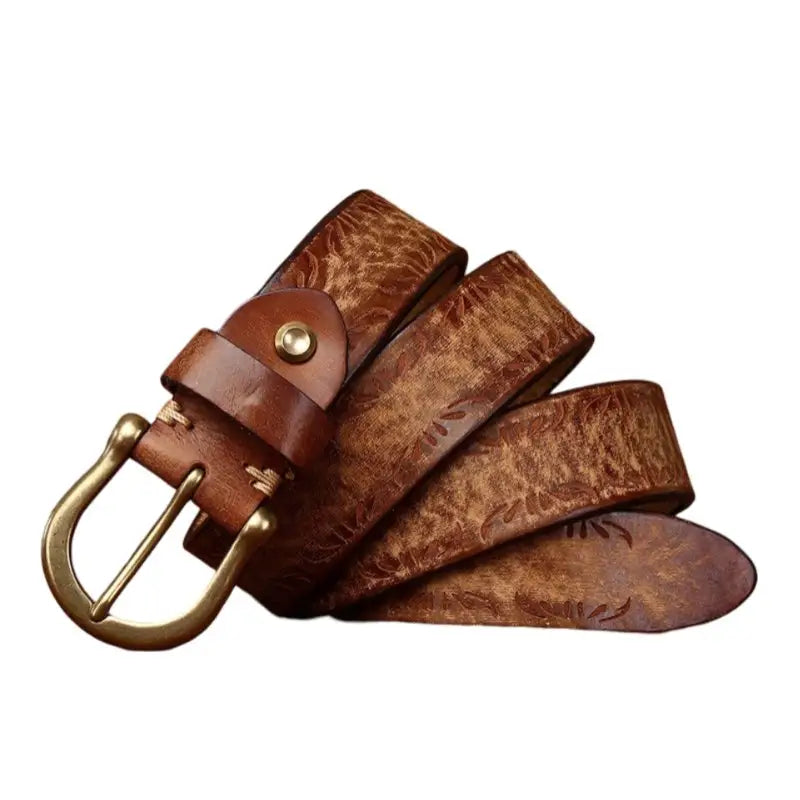 Meera Model Leather Belt with Gold Buckle for durable fashion accessory