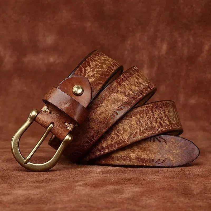 Meera Model leather belt with brass buckle for stylish men’s accessories