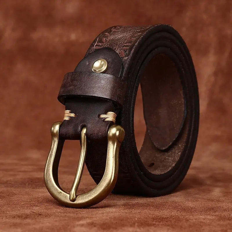 Meera Model Leather Belt with Brass Buckle showcasing premium craftsmanship