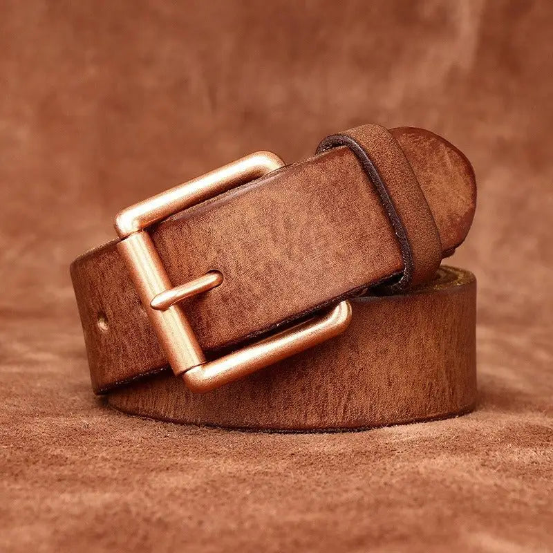 Nisha Leather Belt with Copper Buckle for Elegant Style, a premium belt offers durable leather