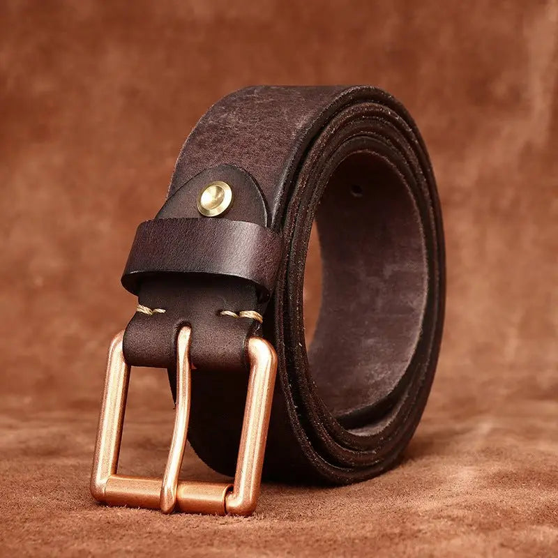 Nisha Leather Belt with Copper Buckle for Elegant Style, high-quality leather belt