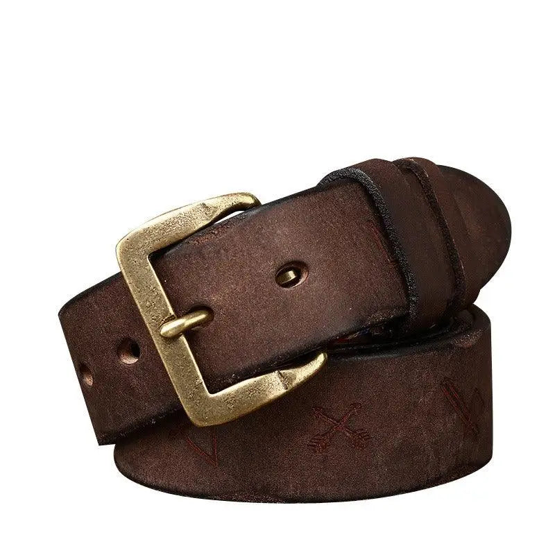 Aisha Leather Belt with Brass Buckle in Brown Leather for Men and Women