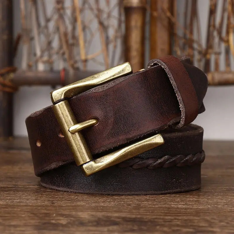 Brown Raj Men’s Leather Belt with Brass Buckle for Men’s Stylish Apparel