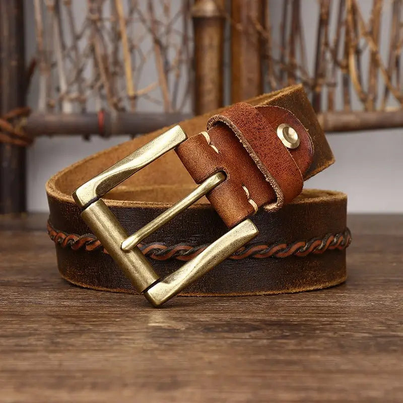 Raj men’s leather belt with brass buckle, stylish men’s leather accessory for men