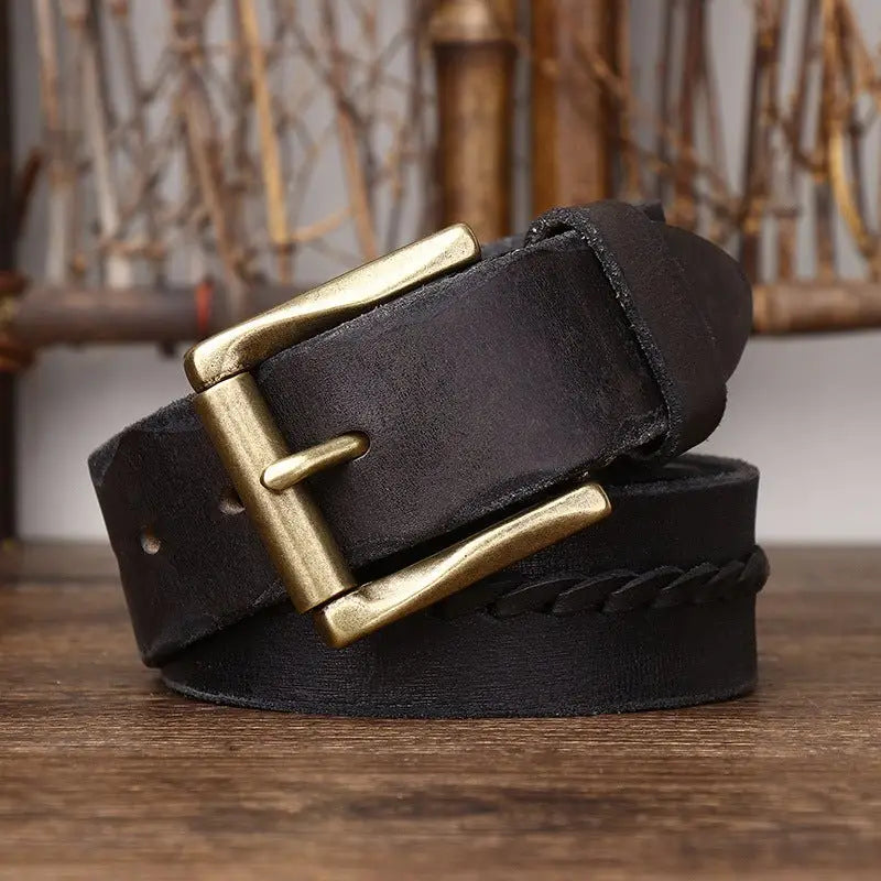 Raj men’s leather belt with brass buckle for men’s leather accessory