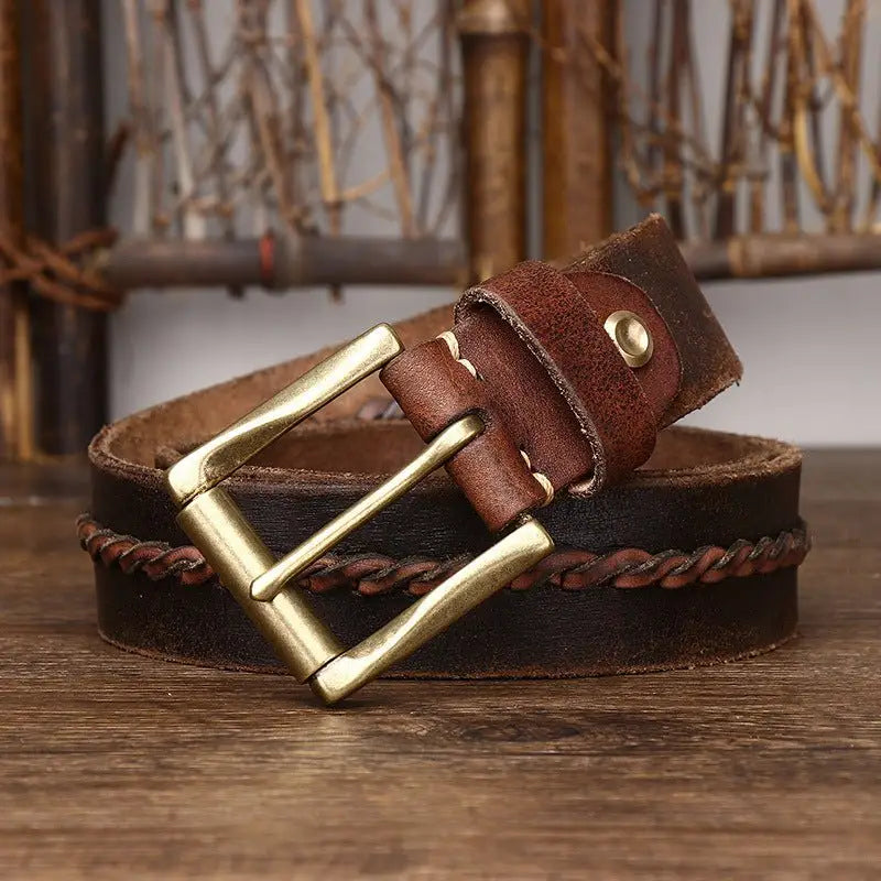 Raj men’s leather belt with brass buckle for men’s fashion and accessories
