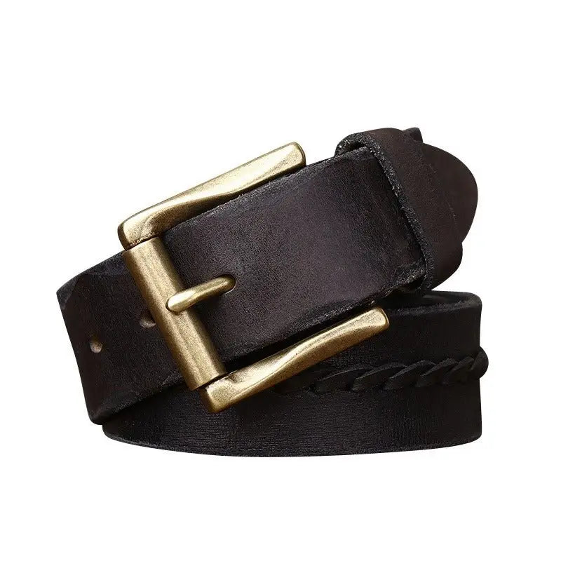 Brown Raj Men’s Leather Belt with Brass Buckle for Men’s Leather Accessories