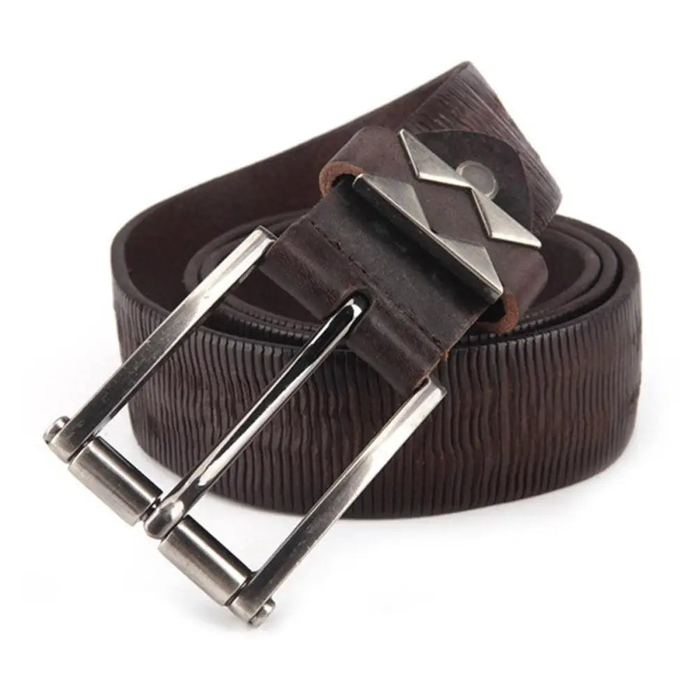 Brown leather belt with silver buckle suitable for formal and casual outfits
