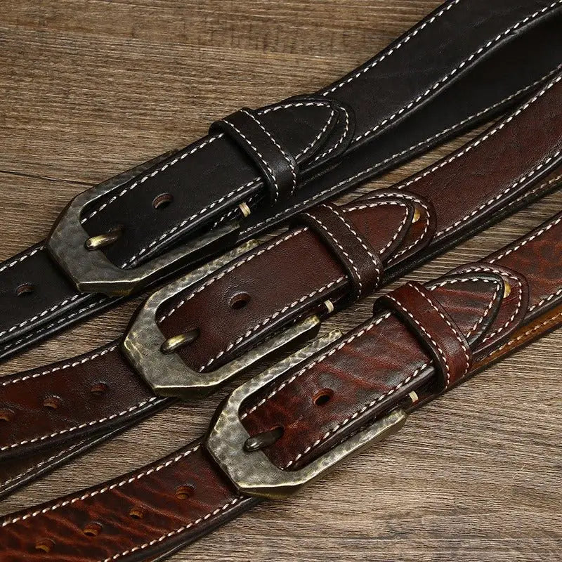 Leather belts with decorative metal buckles displayed in the Leather Belts with Decorative Metal Buckles product image