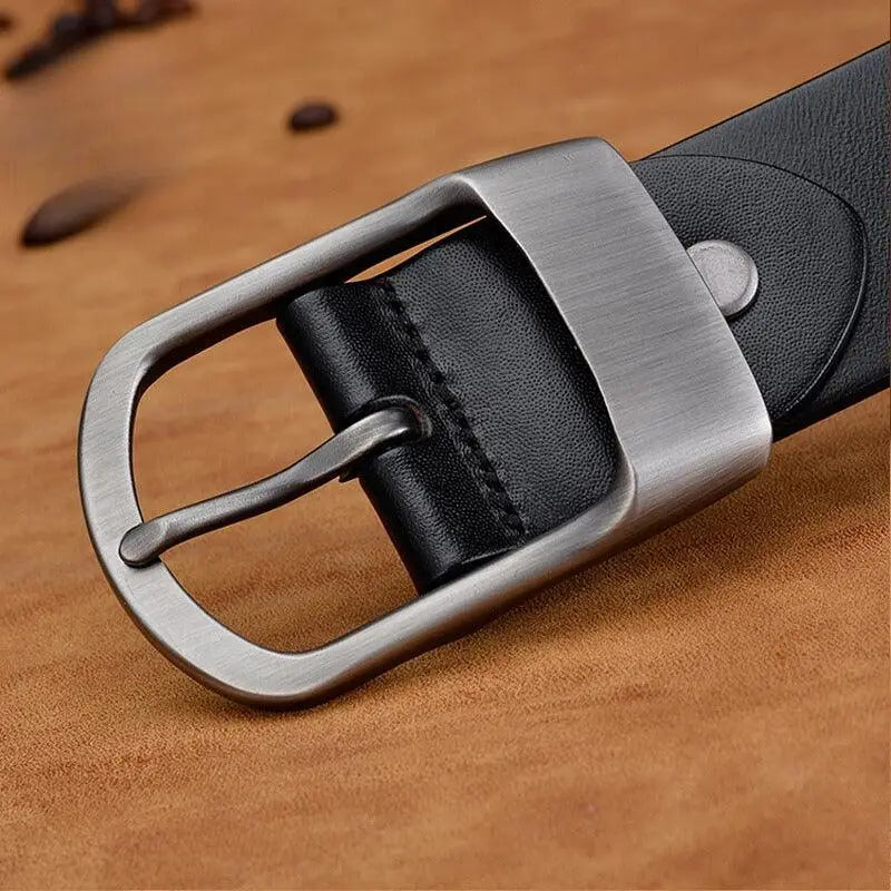 Domezio Leather Belt in Black with Silver Buckle showcasing premium leather belt craftsmanship