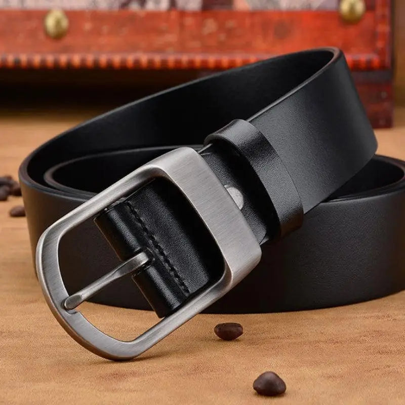 Domezio Leather Belt in Black with Silver Buckle, premium leather belt accessory