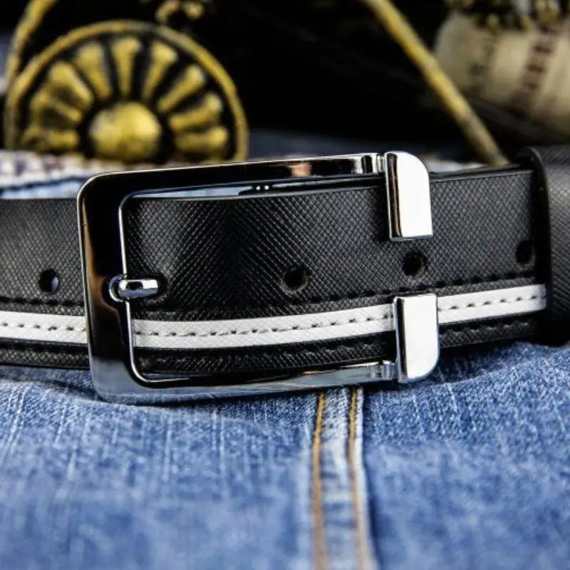 Black leather belt with silver buckle showcasing versatile accessory style in Versatile Accessory Leather Belts