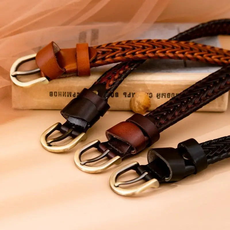 Mariam Braided Leather Belts with Metal Buckles for Stylish Wear