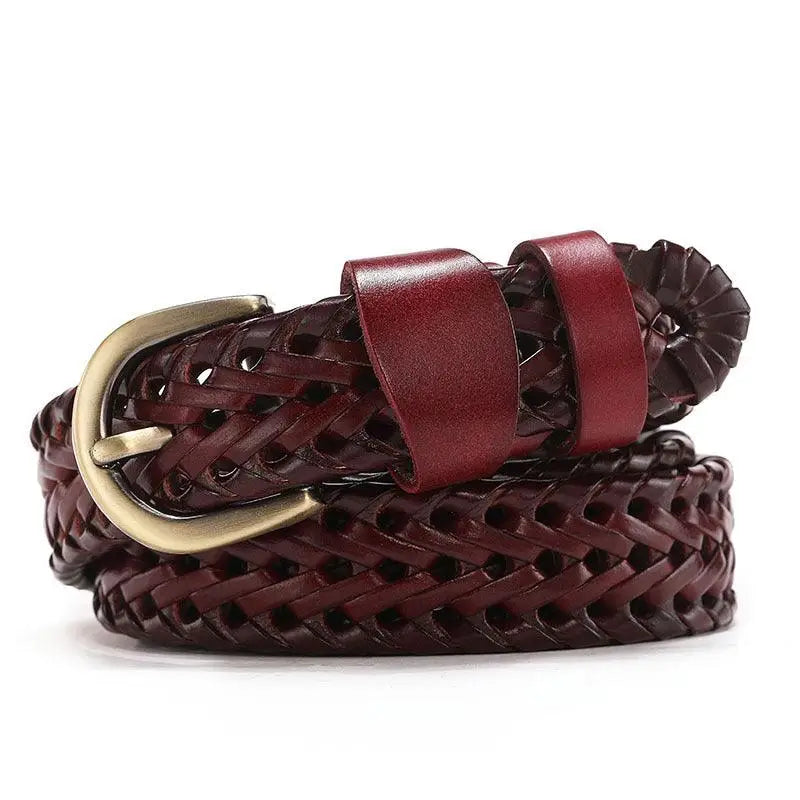 Mariam Braided Leather belt with brass buckle for stylish wear