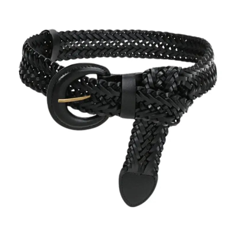 Tekla Belt braided leather with circular buckle for a classic style and elegant look