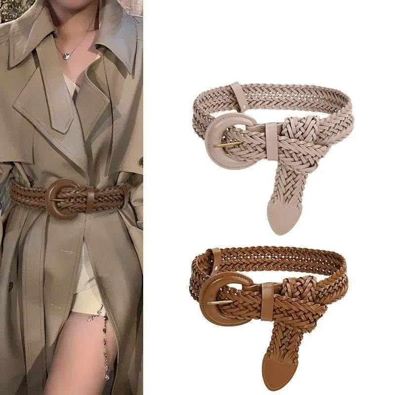 Tekla Belt braided leather with round buckle for a classic style accessory