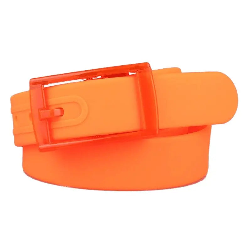 Orange plastic belt with buckle from the Colorful and Leather Belts for Fashion and Utility collection