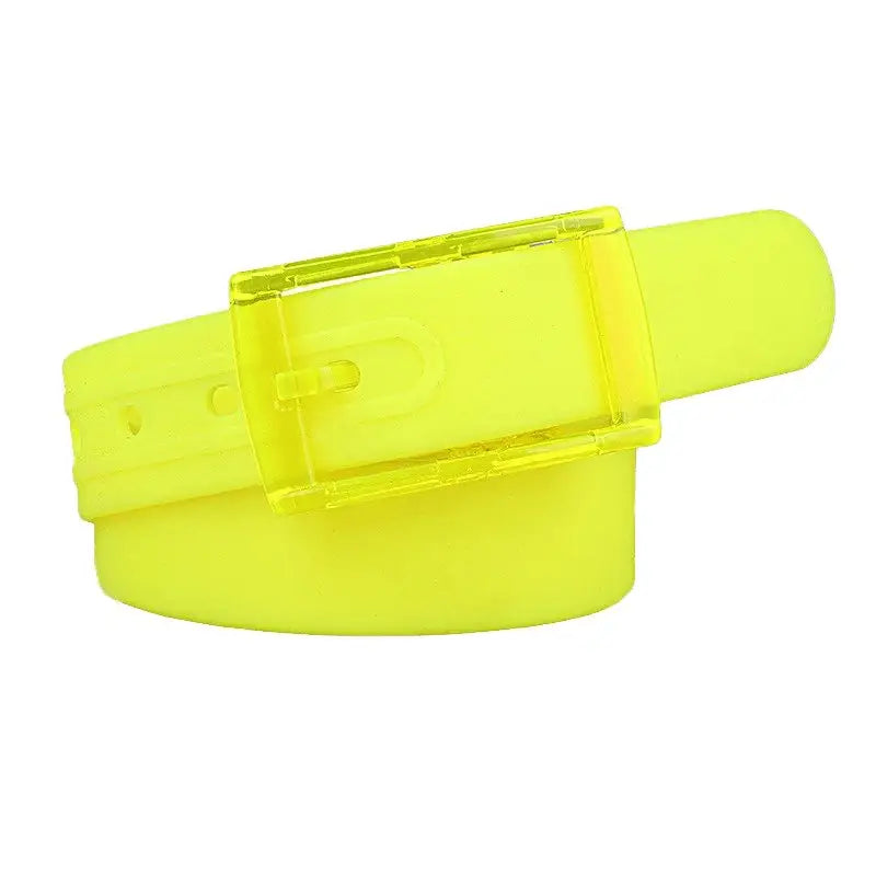 Neon yellow leather belt with clear buckle from Colorful and Leather Belts for Fashion and Utility