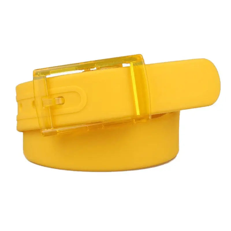 Yellow silicone belt with clear buckle from Colorful and Leather Belts for Fashion and Utility