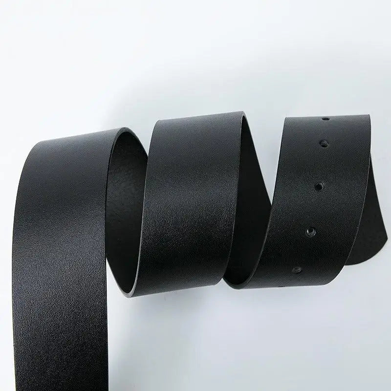 Black leather belt with holes from Assorted Faux Leather Belts with Textured Buckles