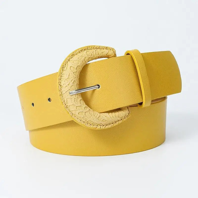 Yellow belt with textured buckle from Assorted Faux Leather Belts collection