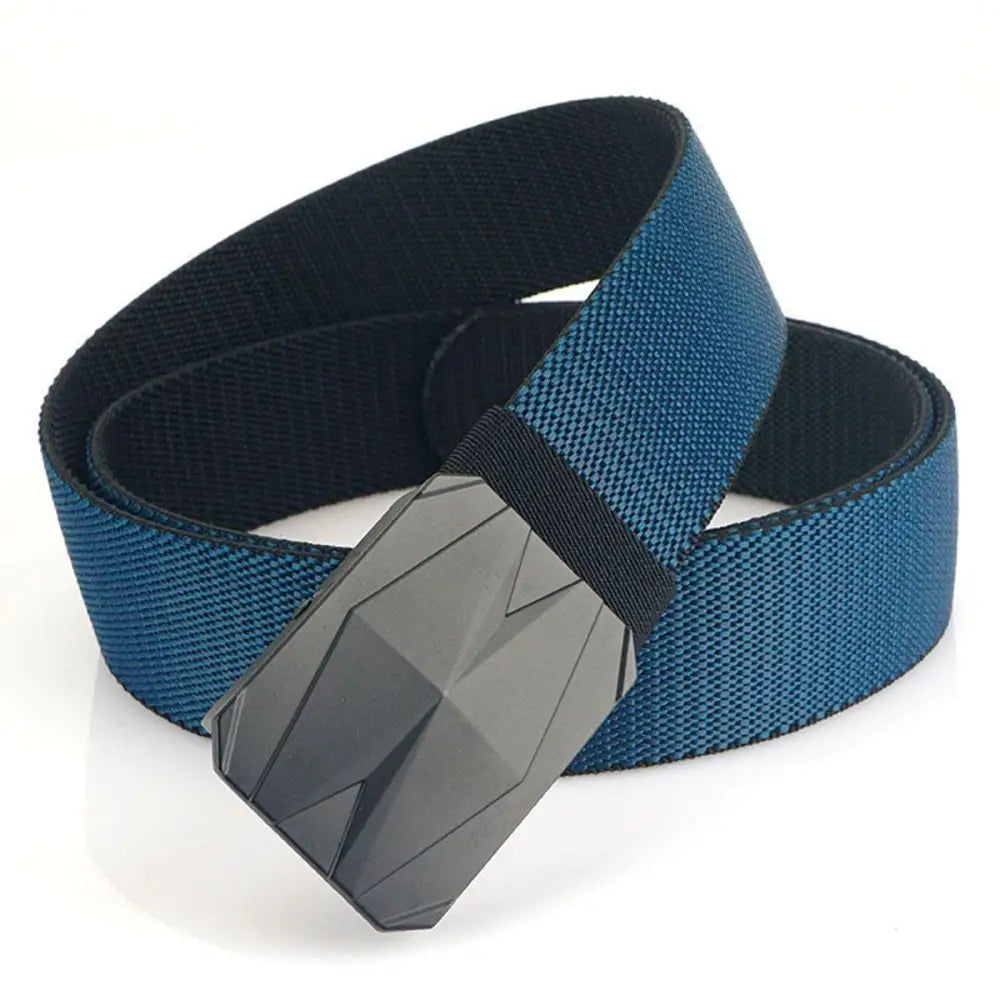 Blue woven Sultan Belt with geometric buckle from Sultan Belt Set in Blue and Black