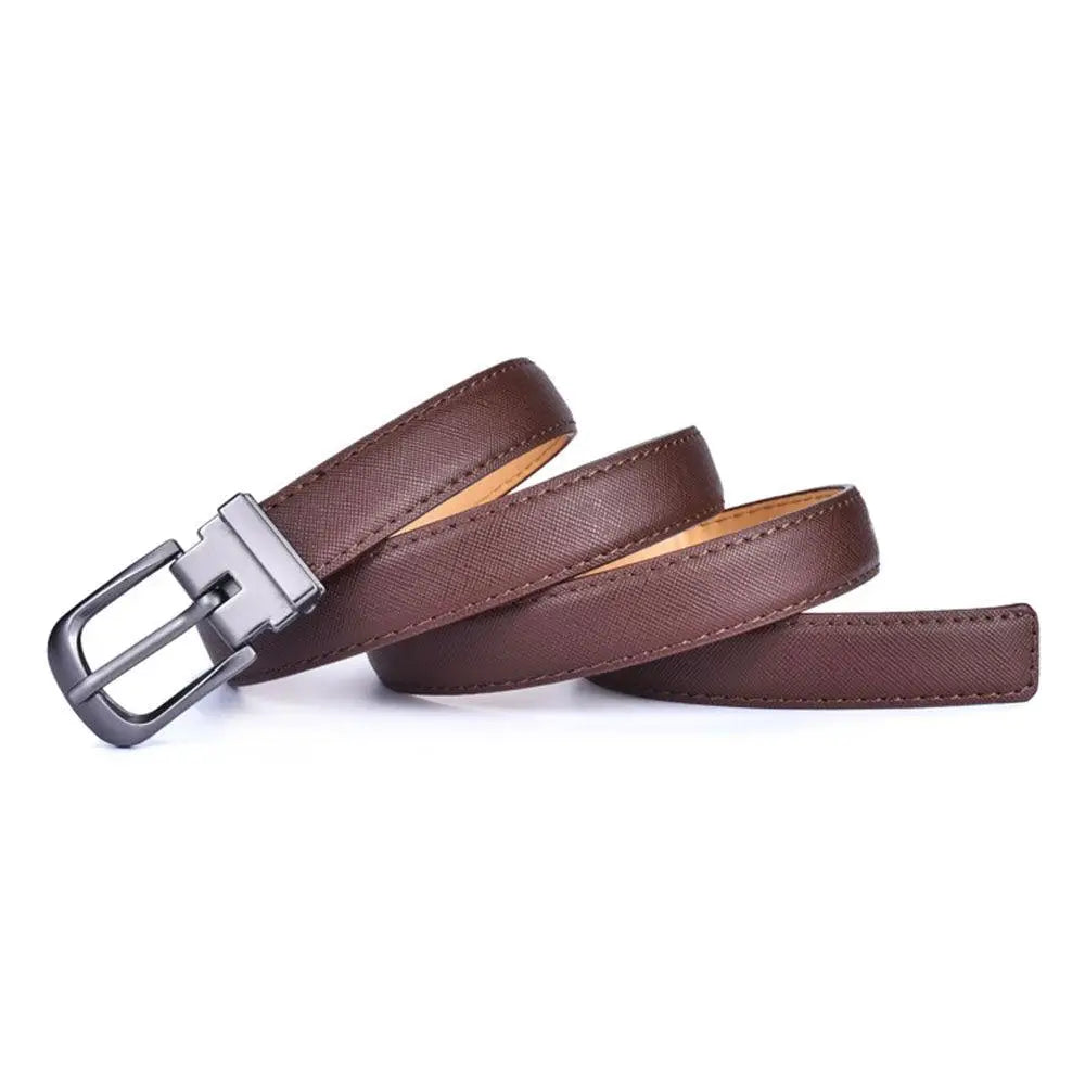 Vegan faux belt in brown pink with silver buckle, stylish faux belt accessory