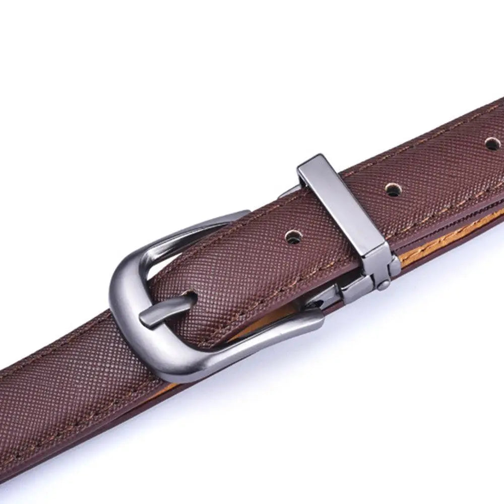 Vegan faux belt in brown pink with metal buckle from Vegan Faux Belts collection