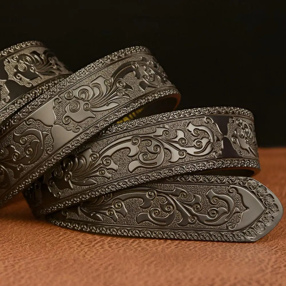 Embossed leather animal walker belt with scorpion buckle for Esprit Animal style