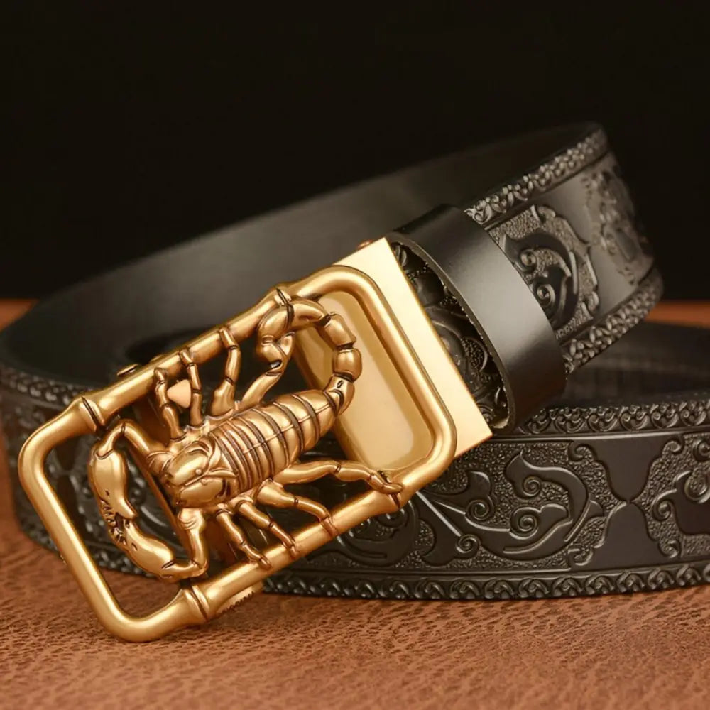 Black leather animal walker belt with scorpion buckle for Esprit Animal style
