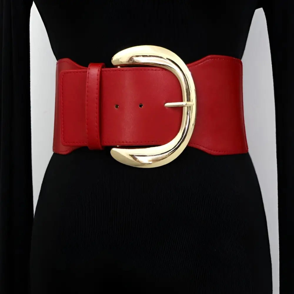 Red wide belt with gold buckle from Large XXL Extra Large XXl collection