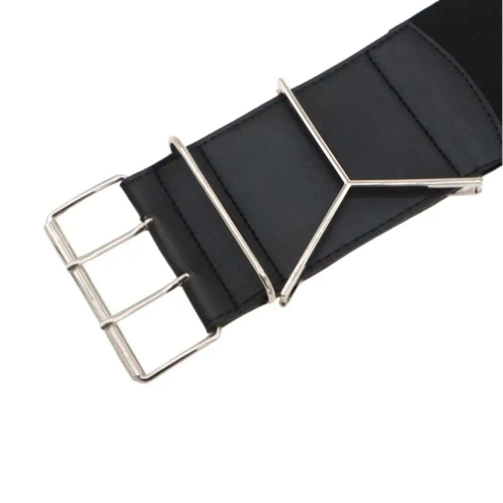 Black Extra Large XXL Elastic Belt with Silver Metal Buckle for plus size fashion