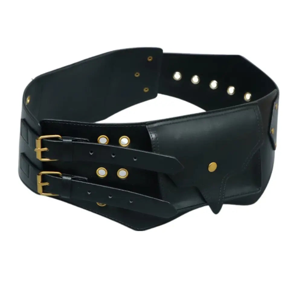 Wide black leather belt from the Faux Leather Corset and Wide Belt Collection