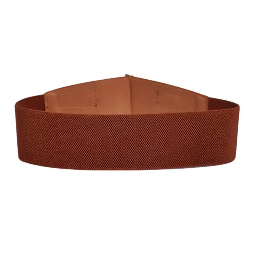 Brown elastic waist belt with gold buckles, extra large xxl size suitable for large fits