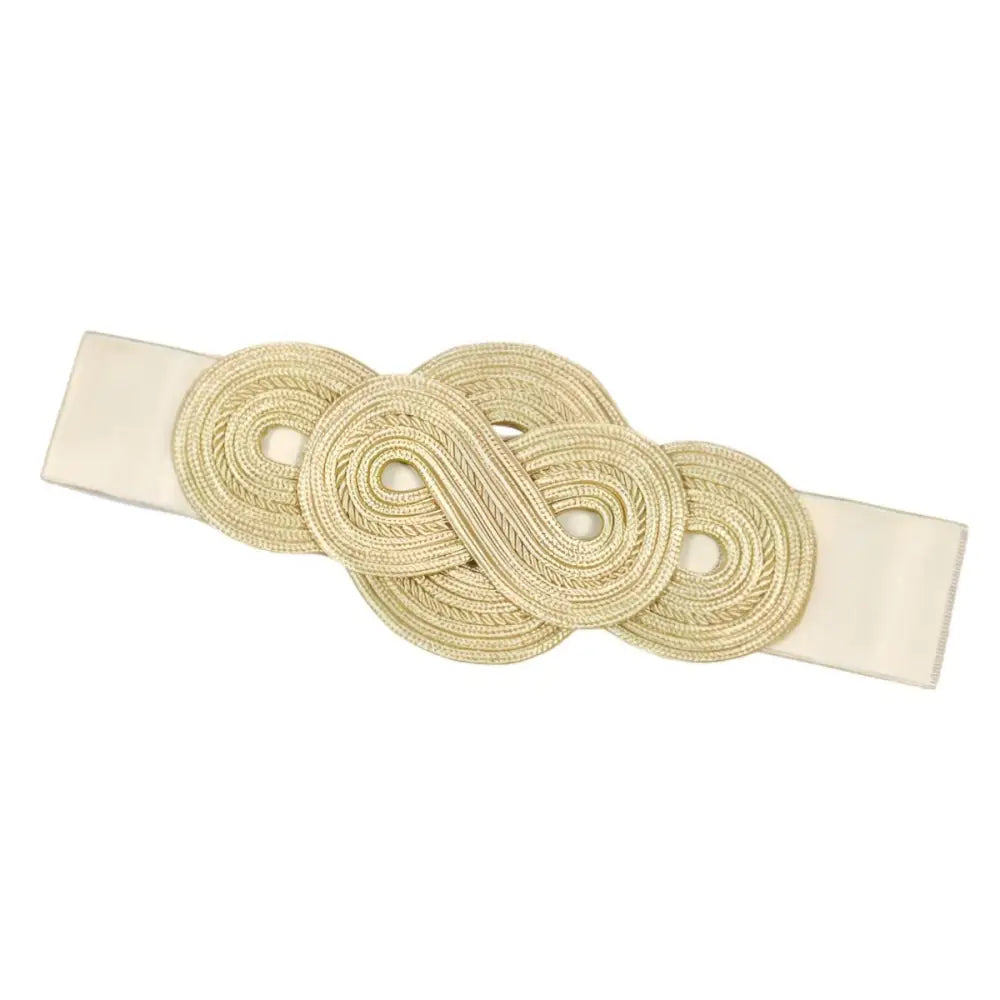 Beige rope knot belt for large XXL and extra large sizes in Gold Braided Epaulette Collection