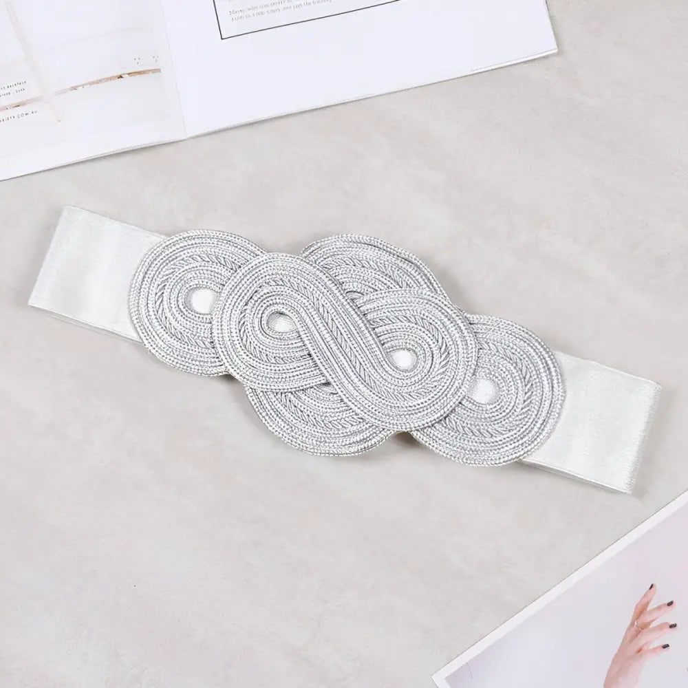 Silver braided belt suitable for large XXL and extra large sizes in Gold Braided Epaulette collection
